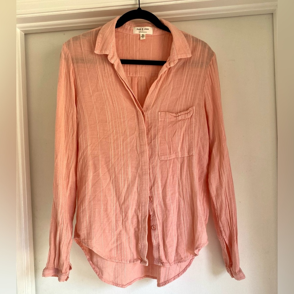 Cloth & Stone by Anthropologie Button Down Linen Blend Blouse Size Small